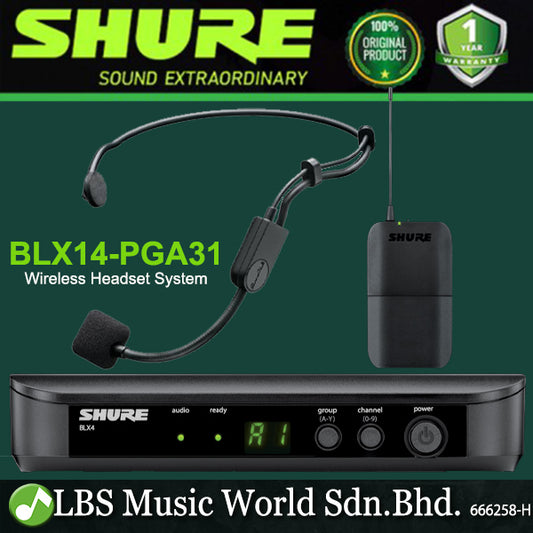 Shure BLX14/PGA31 Headset Wireless Microphone System with PGA31 Cardioid Condenser Headworn Mic (BLX14)