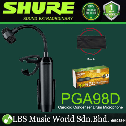 Shure PGA98D Cardioid Condenser Gooseneck Drum Microphone with Mic Pouch (PGA98 D)