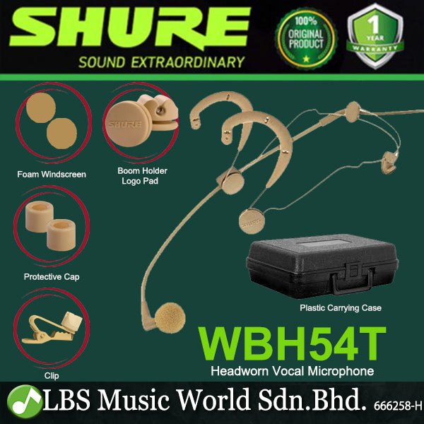 Shure WBH54 Headworn Microphone Condenser Mic with Adjustable Wire Frame Headband for Shure Wireless System
