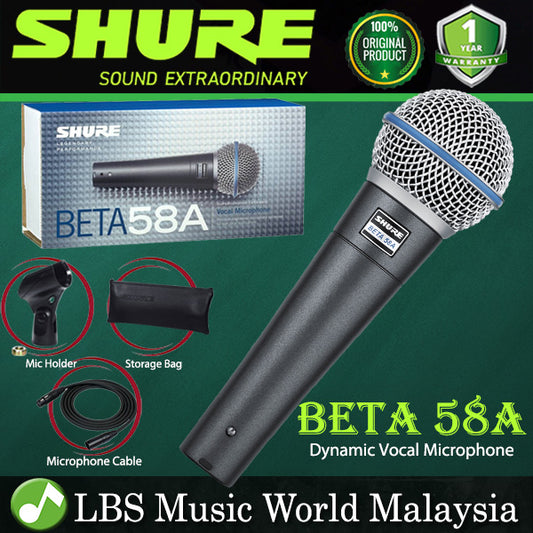 Shure BETA 58A Legendary Supercardioid Dynamic Vocal Microphone Handheld Mic (Beta 58)