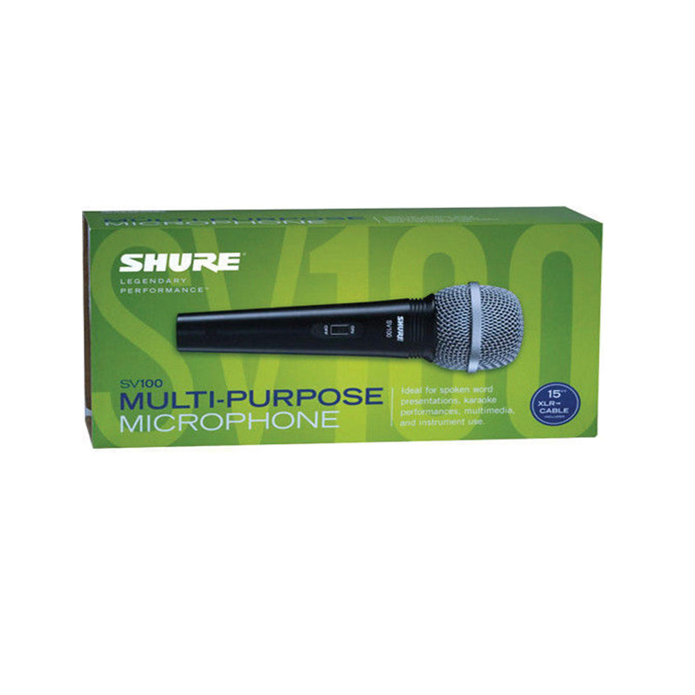 Shure SV100 Dynamic Cardioid Handheld Multi-Purpose Microphone with M100 Mic Stand Package (SV 100)