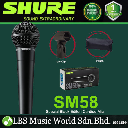Shure SM58-LC Handheld Dynamic Vocal Microphone Mic Clamp Cable tie and Pouch (SM58 SM-58 SM58LC)