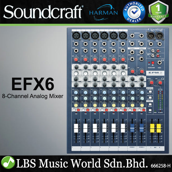 Soundcraft EPM6 8 Channel Analog Mixer with 6 Mic Preamps (EPM 6