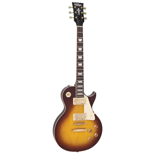 Vintage Icon Series V100MRTSB Tobacco Sunburst Mahogany Body Wilkinson HH Pickup Electric Guitar (V100 MRTSB)