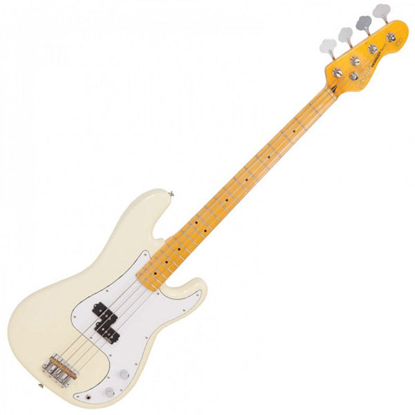Vintage V4MVW Reissued Series 4 String Eastern Poplar Body Maple Fretboard Electric Bass Guitar White (V4 MVW)