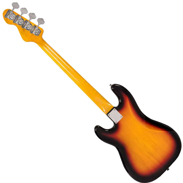 Vintage V4SB Reissued Series 4 String Bolt-On Alder Wood Body Electric Bass Guitar Sunburst (V4 SB)