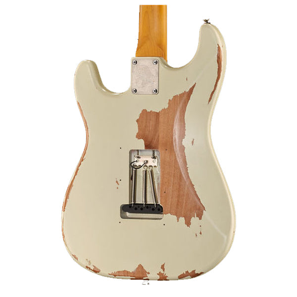 Vintage V6MRTBG Thomas Blug Signature American Alder Body SSS Pickup Electric Guitar Distressed Vintage White (V6 MRTBG)