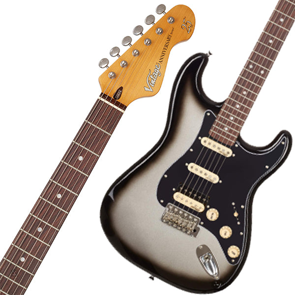 Vintage V6HSVB 25th Anniversary Series Electric Guitar Silver Burst (V6H)