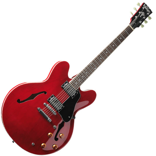 Vintage VSA535 Semi Acoustic Maple Slim Hollow Body Electric Guitar Cherry Red (VSA 535)