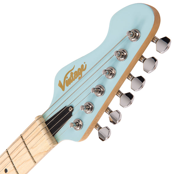 Vintage V6M24LB Reissued American Alder Body HH Pickup Electric Guitar Laguna Blue (V6M 24LB)