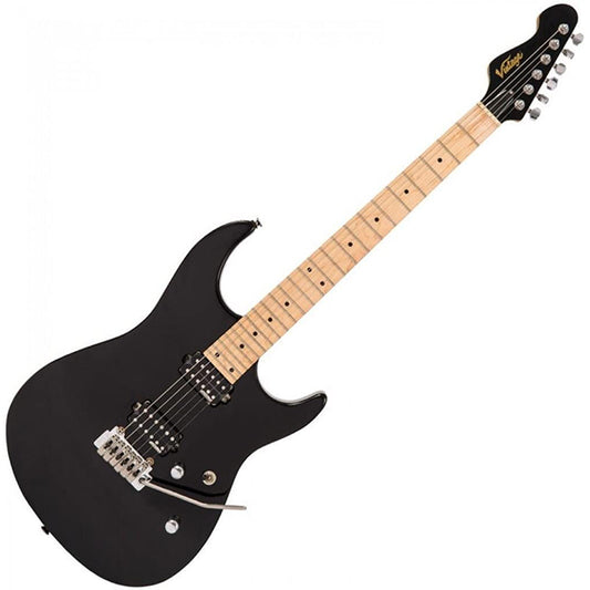 Vintage V6M24BK Reissued American Alder Body HH Pickup Electric Guitar Black (V6M 24BK)