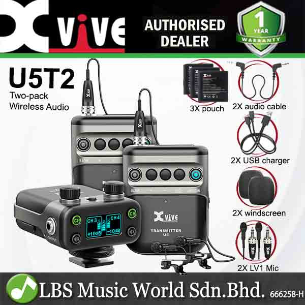 Xvive U5 Wireless Audio For Video System with LV1 Lavalier Mic for Microphones and DSLR Camera (U 5/U 5T2)
