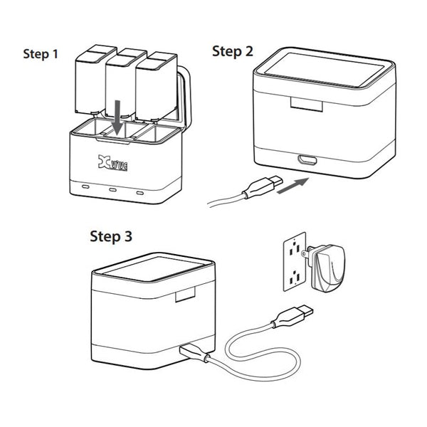 Xvive Audio U5C Battery Charger Case with Three Batteries for U5 Wireless Systems