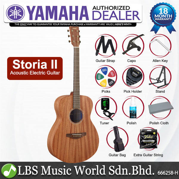 Yamaha Storia II Concert Solid Mahogany Top Semi Gloss Acoustic Electric Guitar - Storia 2
