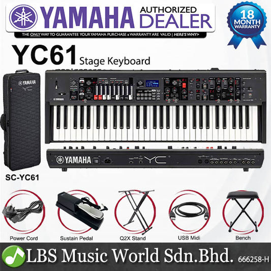 Yamaha YC61 61 Key Stage Keyboard with SC-YC61 Original Padded Bag