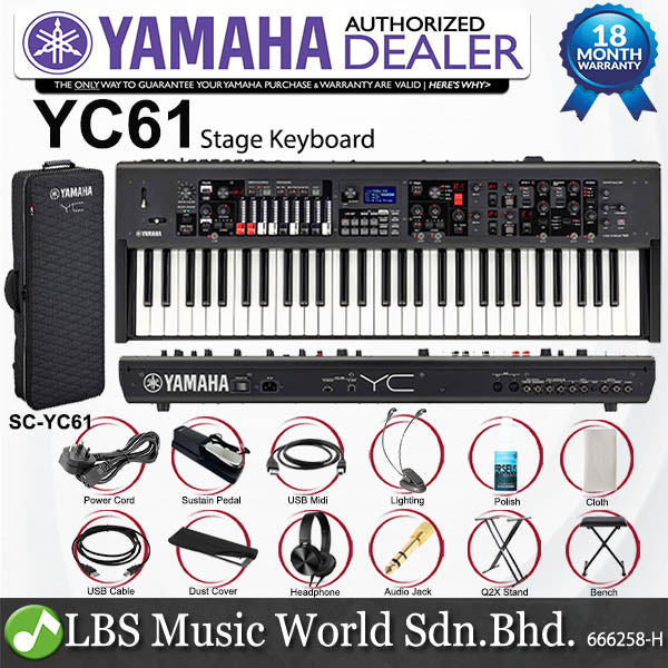 Yamaha YC61 61 Key Stage Keyboard with SC-YC61 Original Padded Bag