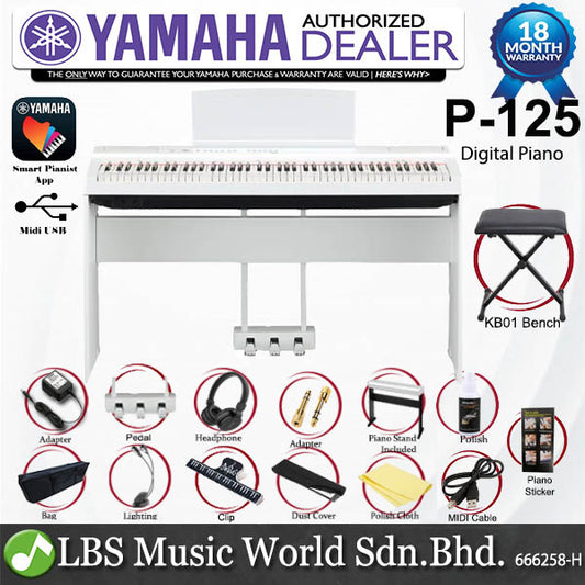 Yamaha P-125A 88 Key Digital Piano Bundle Package (P125 P 125)