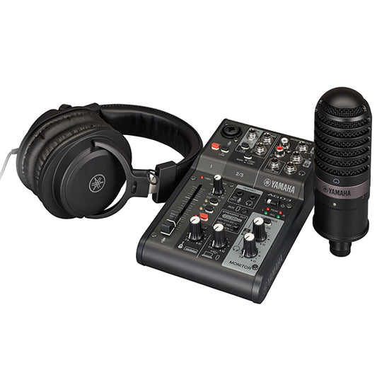 Yamaha AG03MK2 LSPK 3 Channel Live Streaming Pack Mixer with USB Audio Interface, YCM01 Mic and YHMT1 Headphones (AG03 MK2)