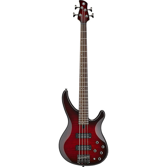 Yamaha TRBX604FM 4 String Active Electric Bass Guitar with Flamed Maple Top Dark Red Burst (TRBX604 FM)