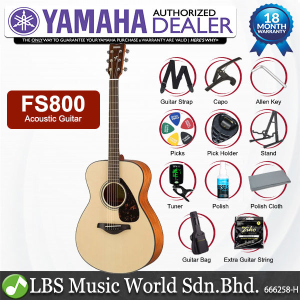 Yamaha FS800 40" Concert Solid Sitka Spruce Top Acoustic Guitar Natural (FS 800)
