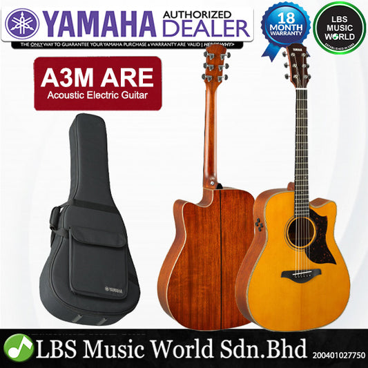 Yamaha A3M ARE 41" Dreadnought Cutaway Solid Sitka Spruce Top Acoustic Electric Guitar - Vintage Natural (A3 M)