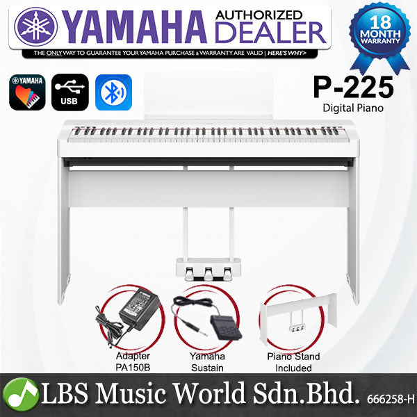 Yamaha P-225 88 Keys Digital Piano Basic Package With Adapter (P225 P 225)