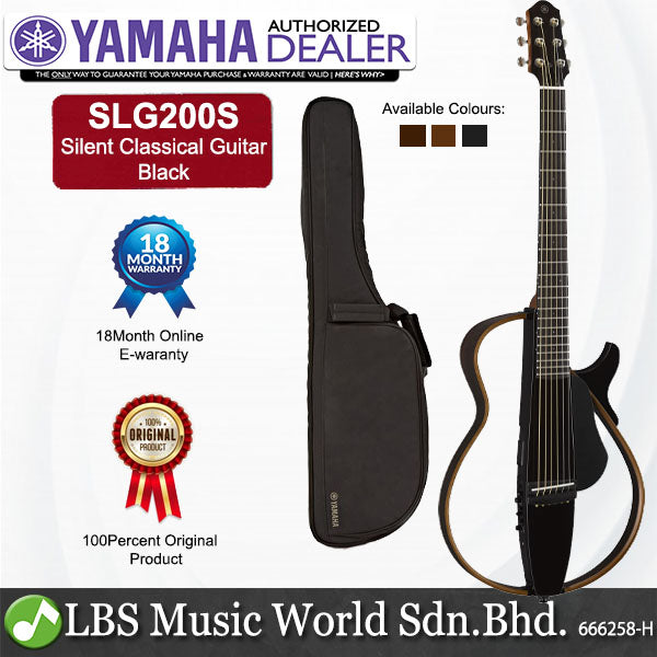 Yamaha SLG200S Silent Acoustic Electric Guitar Steel String With Pickup Translucent Black (SLG200 SLG 200S)