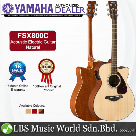 Yamaha FSX800C 40" Concert Solid Spruce Acoustic Electric Guitar With Pickup Natural (FSX800)