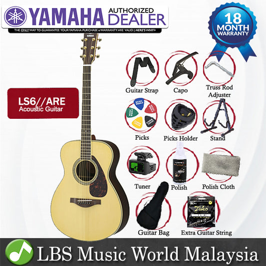 Yamaha LS6 ARE 41" Concert Solid Spruce Acoustic Electric Guitar With Pickup Natural (LS 6)