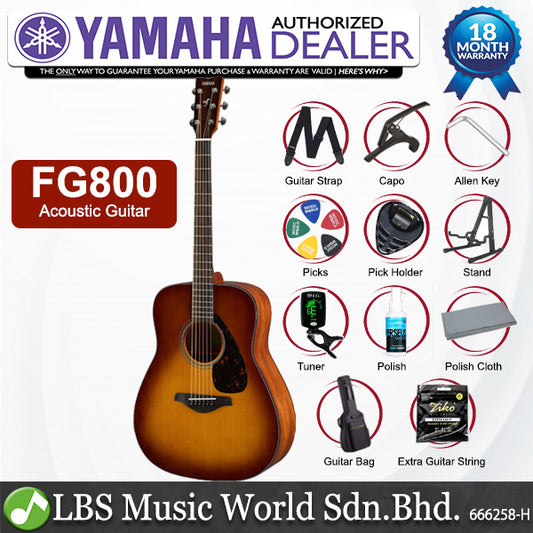 Yamaha FG800 41" Dreadnought Solid Sitka Spruce Top Acoustic Guitar Sand Burst (FG 800)