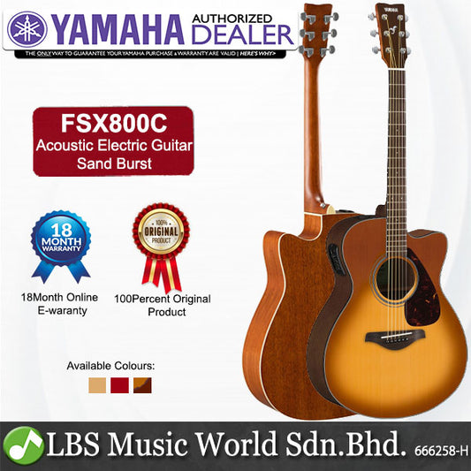 Yamaha FSX800C 40" Concert Solid Spruce Acoustic Electric Guitar With Pickup Sand Burst (FSX800)
