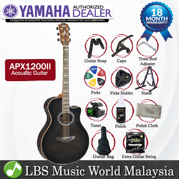 Yamaha APX1200II 41" Solid Spruce Top Acoustic Electric Guitar With Case Black (APX1200)