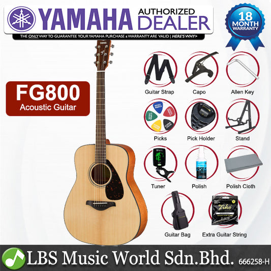 Yamaha FG800 41" Dreadnought Solid Spruce Top Acoustic Guitar Natural (FG 800)