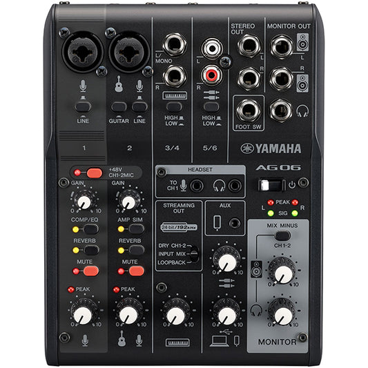 Yamaha AG06MK2 6 Channel Mixer and USB Audio Interface Mac PC Ipad with Built In DSP (AG06MK2 AG06 MK2)
