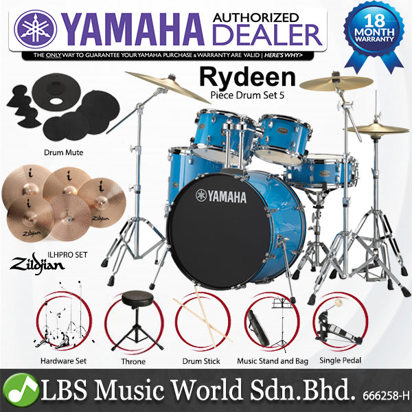 Yamaha Rydeen RDP2F5 5 Pieces Acoustic Drum Set with Cymbal Package - Sky Blue