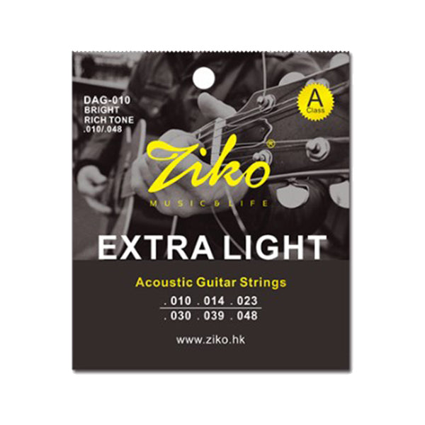 Ziko DAG-010 Acoustic Guitar String 6 Strings in 1 Set Extra Light Bright Tone (10-48)
