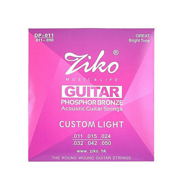 Ziko DP-011 Acoustic Guitar Strings Custom Light Great Bright Tone Phosphor Bronze (011-050)