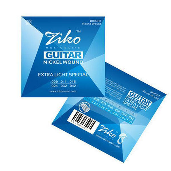 Ziko DN-009 Electric Guitar Strings Nickle Wound Extra Light Special Bright Tone (009-042)