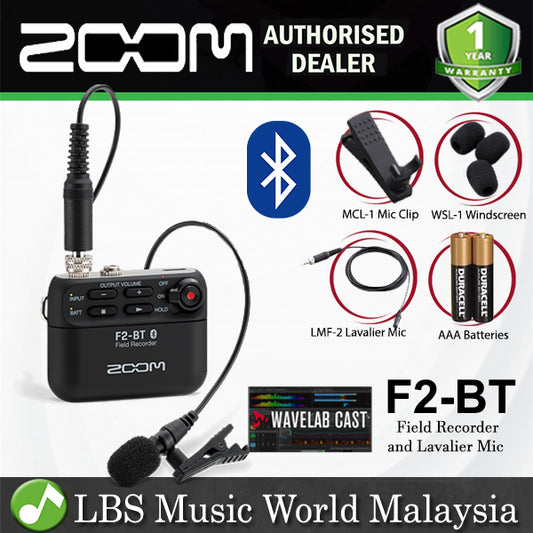 Zoom F2-BT Field Recorder with Lavalier Microphone and Bluetooth Control With LMF-2 Lavalier Mic (F2 BT)