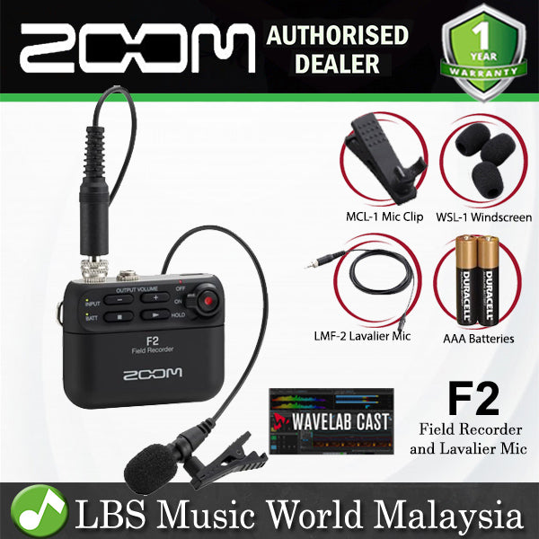 Zoom F2 Field Recorder with Lavalier Microphone with LMF-2 Lavalier Mic (F 2)