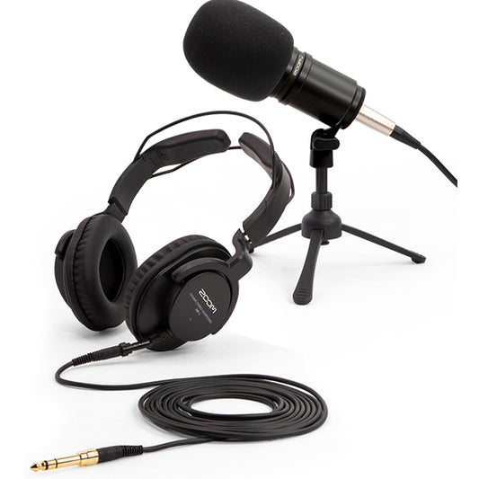 Zoom ZDM-1 PodCast Microphone Pack With ZDM1 Dynamic Mic, ZHP-1 Headphone and TPS-4 Mic Stand (ZHP1 TPS4)