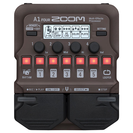 Zoom A1 Four Acoustic Instrument Multi Effect Processor Pedal and Drum Machine (A1Four)