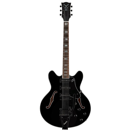 Vox Bobcat S66 Bigsby Maple Plywood Semi Hollow Electric Guitar with SSS Pickup and Tremolo - Jet Black (BCS66B BC S66B)