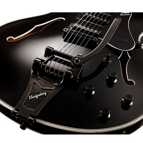 Vox Bobcat S66 Bigsby Maple Plywood Semi Hollow Electric Guitar with SSS Pickup and Tremolo - Jet Black (BCS66B BC S66B)