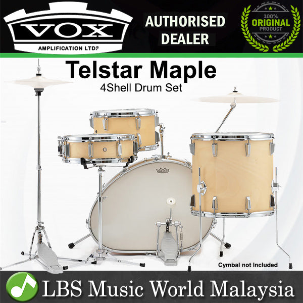 Vox Telstar Maple 4 Piece Drum Shell Pack with Stand, Pedal
