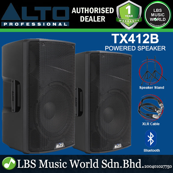 Alto Professional TX412B 12 Inch 600Watt Bluetooth Battery Powered Loudspeaker with Speaker Stand And Cable (TX 412B)