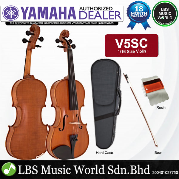 Yamaha V5SC Violin for Beginning Violinist with Lightweight Case Bow and Rosin - All Size