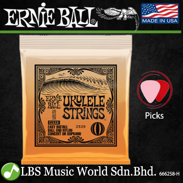 Ernie Ball 2329 2326 Clear Nylon and Black Nylon Ball End Concert or Soprano Ukulele String