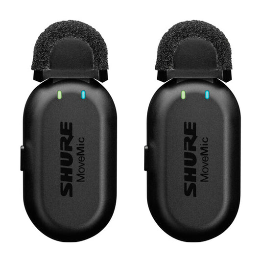 Shure MoveMic Two Dual Channel Clip On Mic Wireless Lavalier Microphone with Charging Case