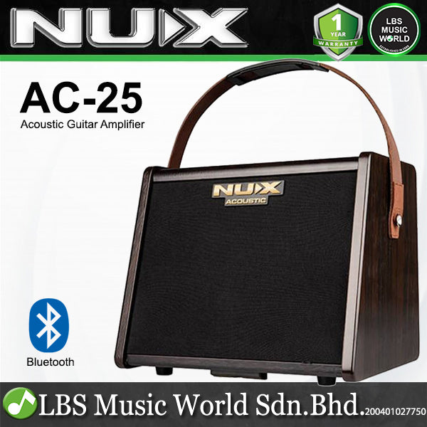 NUX AC-25 Stageman 25 Watt Portable Battery Powered Acoustic Guitar Speaker Amplifier with Bluetooth Amp (AC25 AC 25)